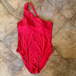 Quince Italian Red One-Shoulder Swimsuit